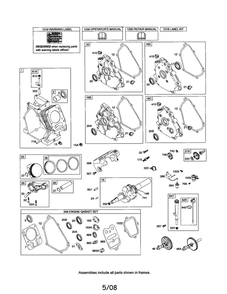 Cylinder/Crankshaft/Crankcase Diagram and Parts List for 121300 0014-0571 Briggs and Stratton Engine